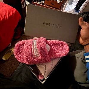 Balenciaga Plush Pink Slippers